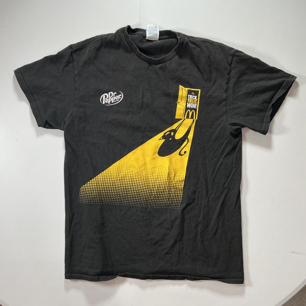 Y2K Halloween Dr Pepper McDonalds Cat Trick Treat Win Shirt Mens M Black